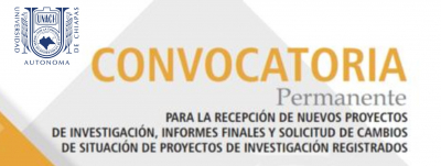 Convocatoria para recepción de nuevo proyectos de investigación